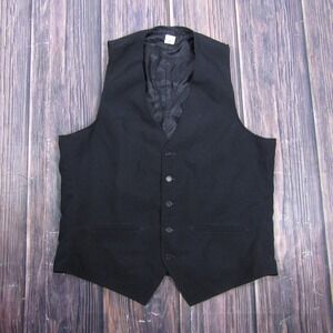 F.W.I. Vest Mens 40 Black Solid 5-Button 3 Piece Suit Waistcoat Formal Dress